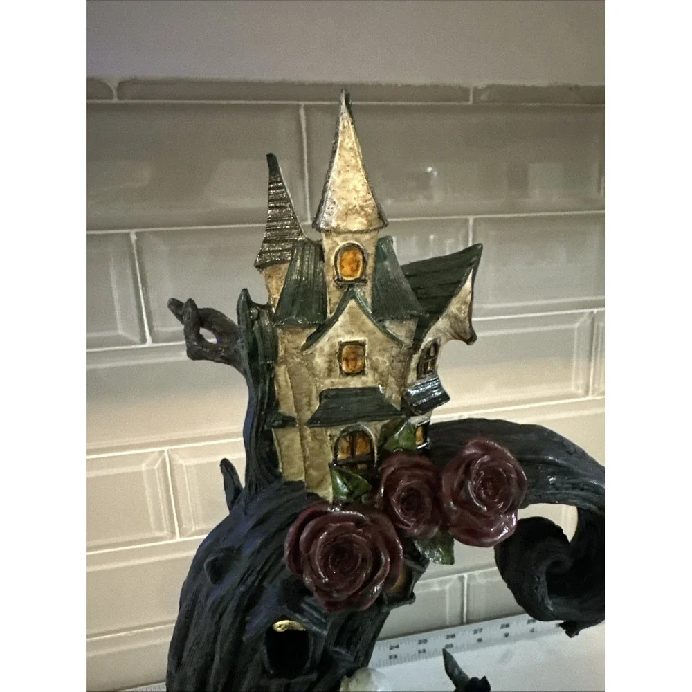 HALLOWEEN LIGHT UP & SOUND ON/OFF WITCH HAT TREE HOUSE W/GHOSTS & SKELETONS 16